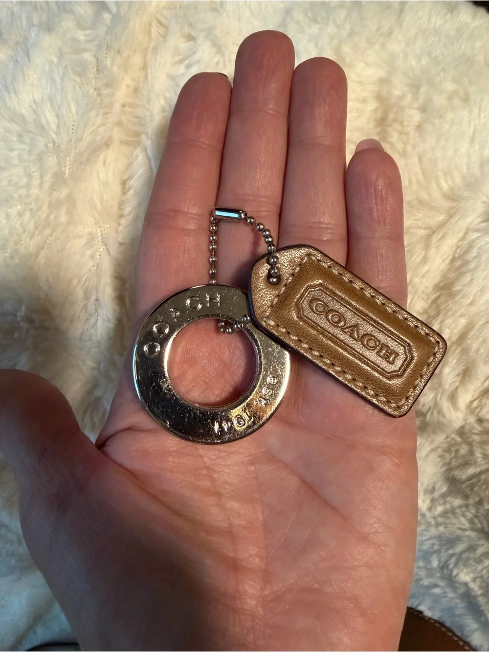 Coach upcycled hardware silver bag charm